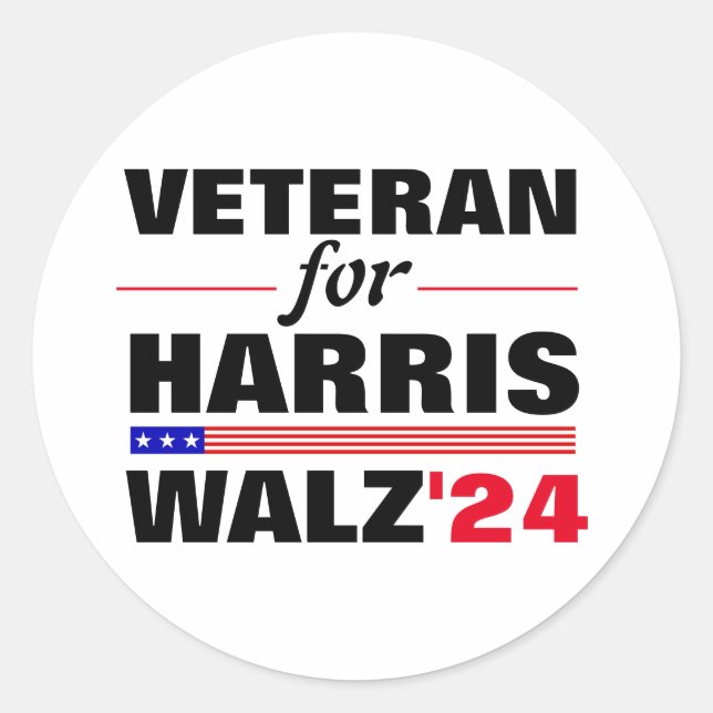 Sticker Rond Des vétérans sur mesure pour l'élection de Harris  (Devant)
