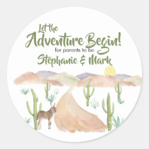 Sticker Rond Desert Adventure Commence Succulent Boho Baby show