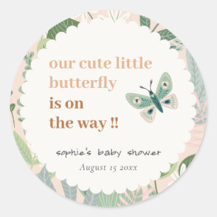 Sticker Rond Desert Blush Retro Butterfly Garden Baby shower