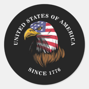 Sticker Rond design américain aigle style vintage