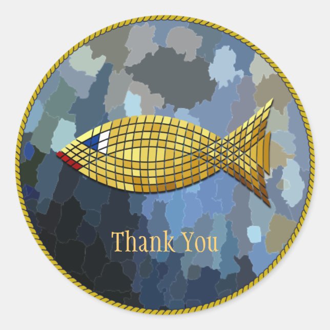 Sticker Rond Design classique "Merci" Gold Fish (Devant)