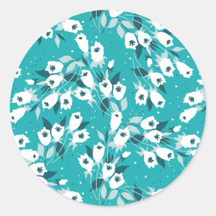 Sticker Rond Design d'art botanique Motif élégant à la fleur de