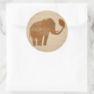 Sticker Rond Design d'art tribal des éléphants