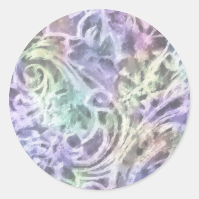 Sticker Rond Design d'art violet de lavande (Devant)