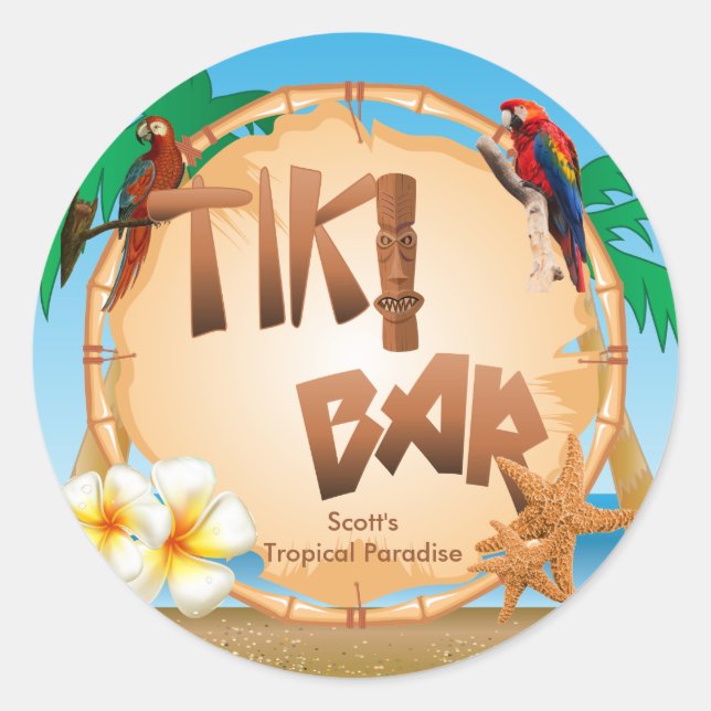 Sticker Rond Design de barre Tiki (Devant)