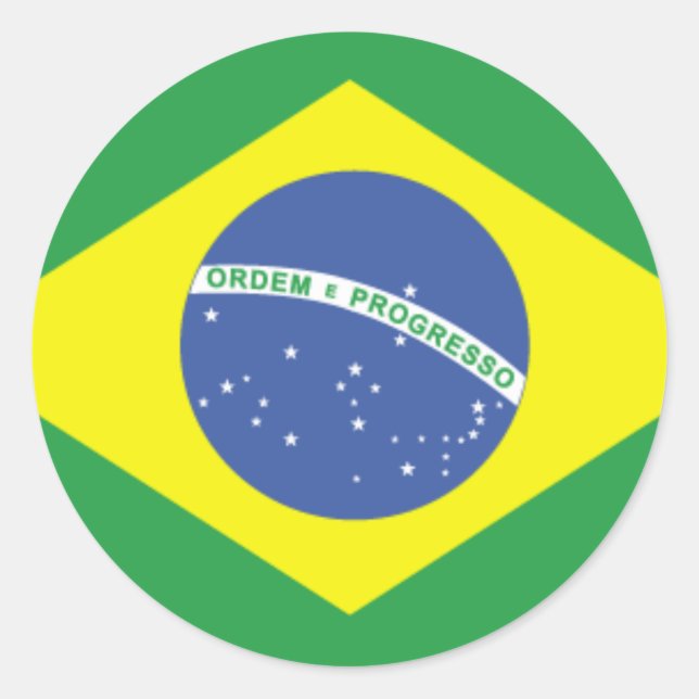 Sticker Rond Design de Brazil Flag (Devant)