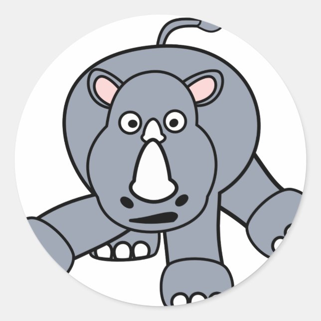 Sticker Rond Design de Cute Rhino (Devant)