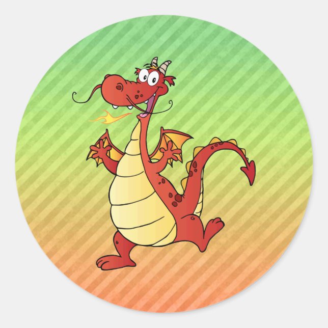 Sticker Rond Design de dragon de dessin animé (Devant)