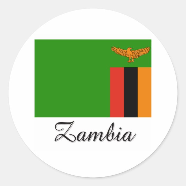 Sticker Rond Design de drapeau de Zambie (Devant)