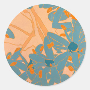 Sticker Rond Design de feuille contemporain en pêche