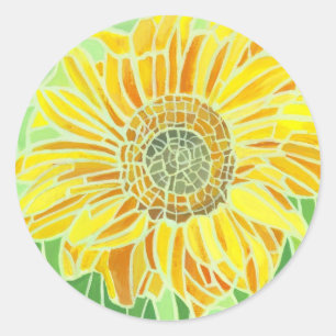 Sticker Rond Design de mosaïque de tournesol