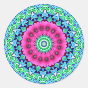 Sticker Rond Design de Neon Kaleidoscope