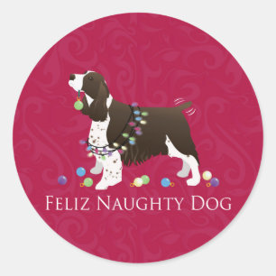 Sticker Rond Design de Noël espagnol Springer anglais