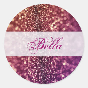 Sticker Rond Design de Parties scintillant Red Pink and Purple