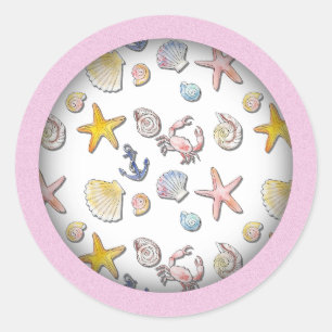 Sticker Rond Design de plage simple et agréable