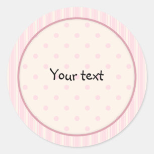 Sticker Rond Design de points romantiques roses et rayures