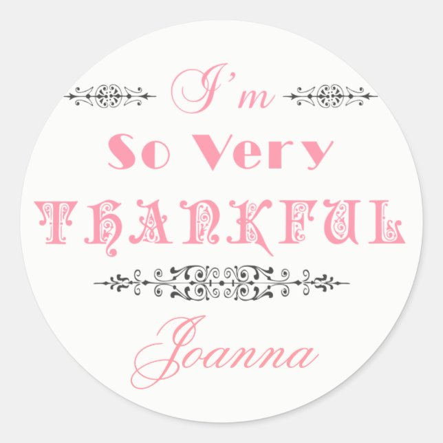Sticker Rond Design de texte rose - Merci (Devant)