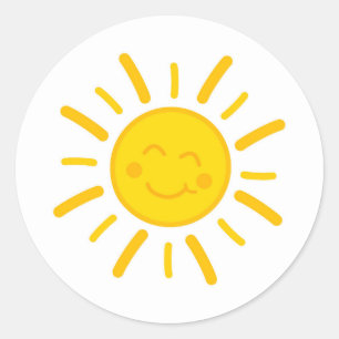 Sticker Rond Design d'illustration solaire souriante mignon Sti