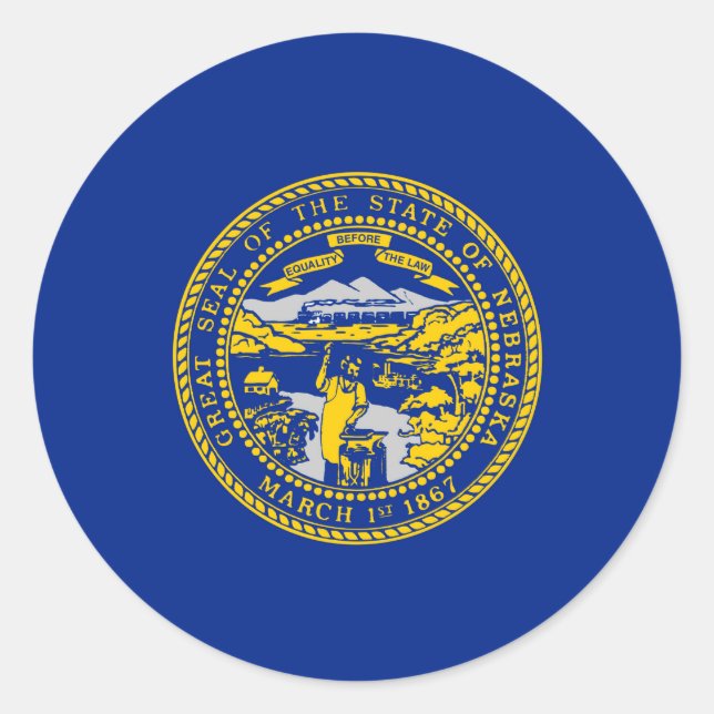 Sticker Rond Design du drapeau de l'État du Nebraska (Devant)