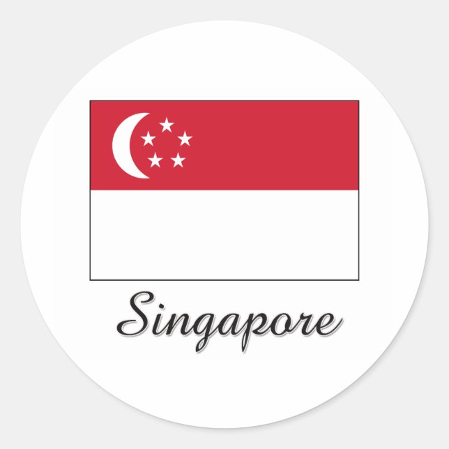 Sticker Rond Design du drapeau de Singapour (Devant)
