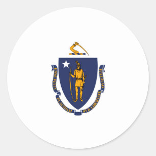Sticker Rond Design du drapeau d'État du Massachusetts