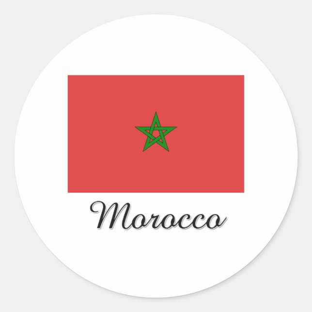 Sticker Rond Design du drapeau marocain (Devant)