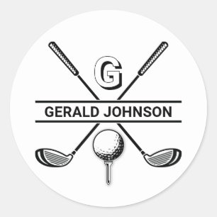 Sticker Rond Design élégant de monogramme de golf