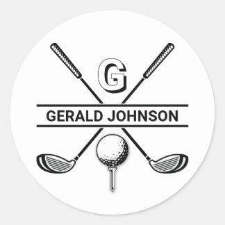 Sticker Rond Design élégant de monogramme de golf