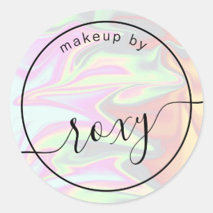 Sticker Rond Design élégant et élégant maquillage holographique