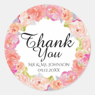 Sticker Rond Design floral aquarelle