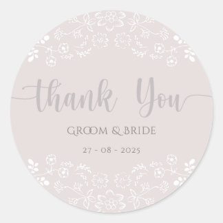Sticker Rond Design floral rose clair Mariage élégant