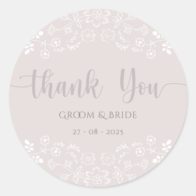 Sticker Rond Design floral rose clair Mariage élégant (Devant)