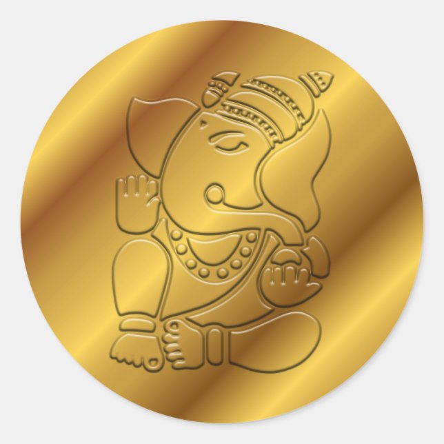 Sticker Rond Design Golden Ganesha (Devant)