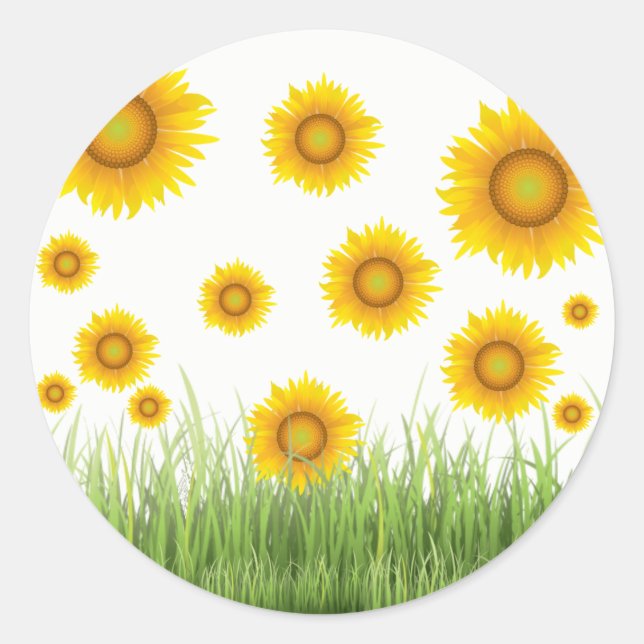Sticker Rond Design graphique de tournesol brillant et élégant (Devant)