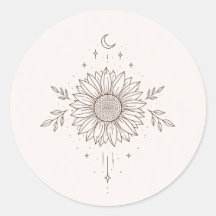 Design minimaliste tournesol et lune