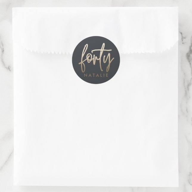 Sticker Rond Design moderne 40e anniversaire simple élégant scr (Sac)