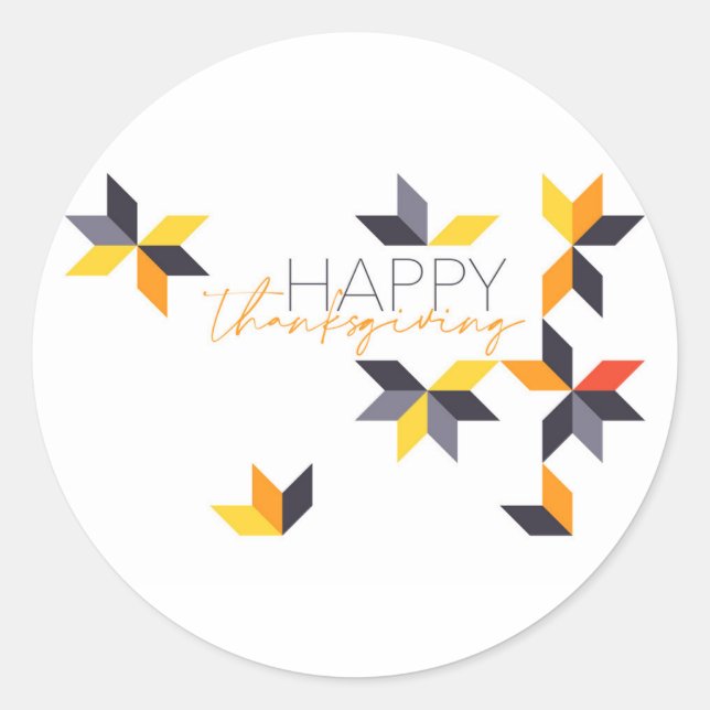 Sticker Rond Design moderne et gai du Bon thanksgiving (Devant)