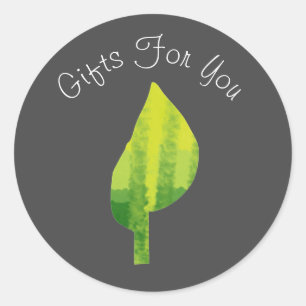 Sticker Rond Design moderne Leaf Marque d'entreprise cadeau