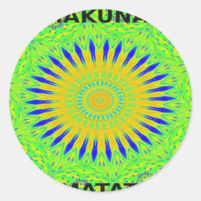 Sticker Rond Design Motif africain en vert et en or (Devant)