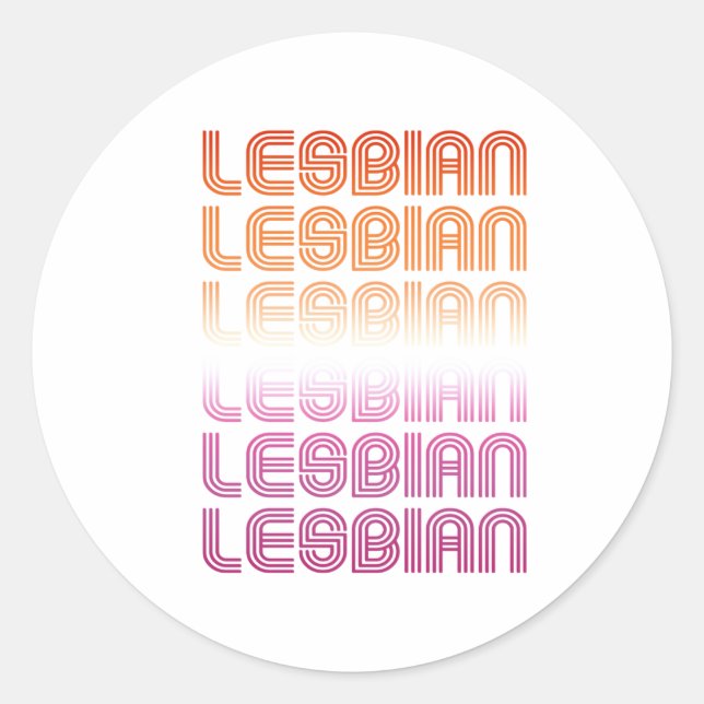 Sticker Rond Design Motif rétro lesbien (Devant)