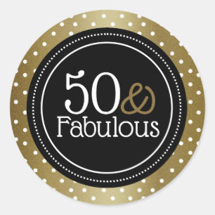 Sticker Rond Design Noir Et Or 50 Et Fabuleux