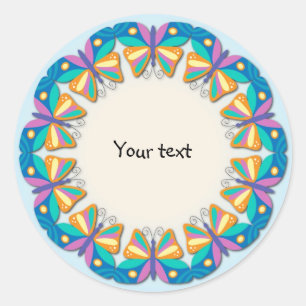 Sticker Rond Design papillon coloré