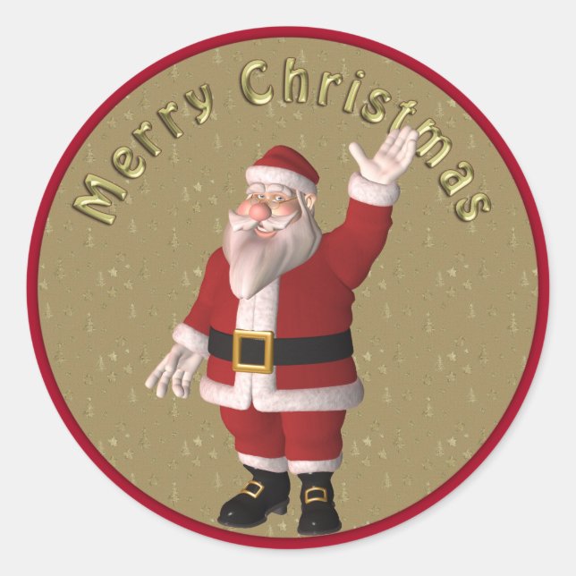 Sticker Rond Design Père Noël mignon, fantaisiste (Devant)