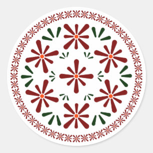 Sticker Rond Design polonais de céramique traditionnelle.
