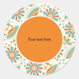 Sticker Rond Design rétro avec fleurs