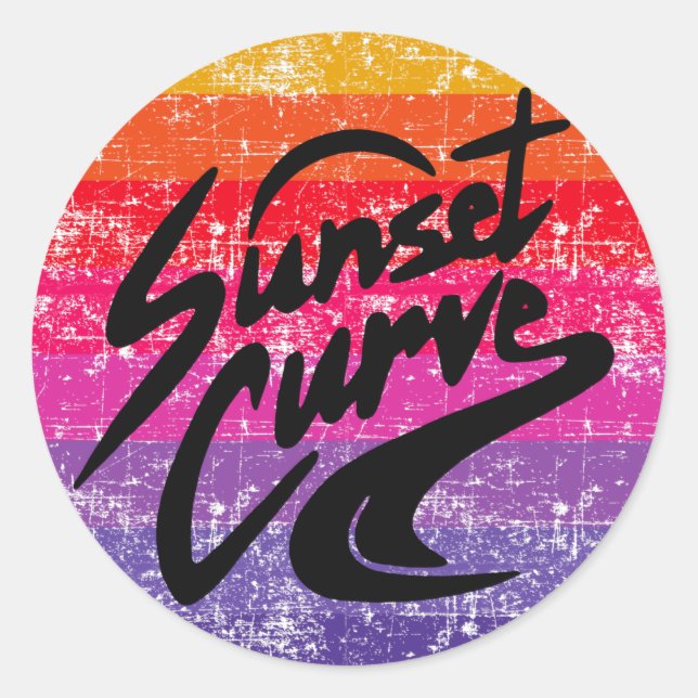 Sticker Rond Design rétro Sunset Curve (Devant)