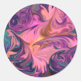 Sticker Rond Design rose chaud orange et bleu