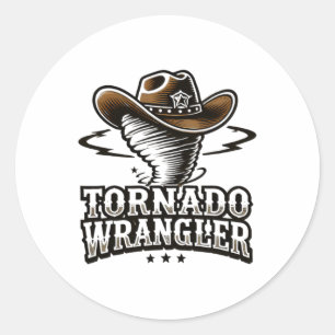 Sticker Rond Design unique Cowboy Wrangler Tornado Wrangler Wom