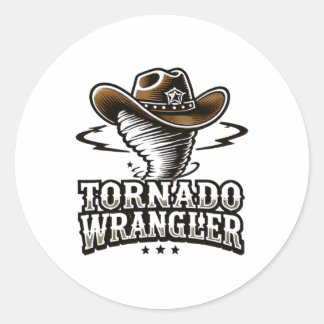Sticker Rond Design unique Cowboy Wrangler Tornado Wrangler Wom
