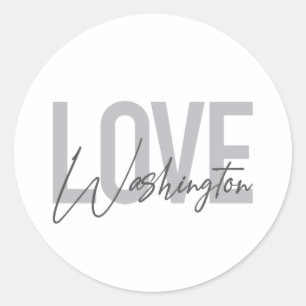 Sticker Rond Design urbain, moderne, simple, cool Love Washingt